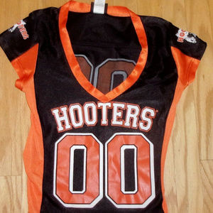 HOOTER'S BLACK & Orange Jersey **RARE** TOP XXS